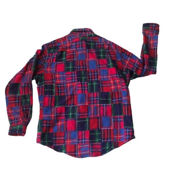Vtg Rare Polo Ralph Lauren Patchwork Tartan Plaid Flannel Workshirt XXL 2XL - Picture 5 of 15